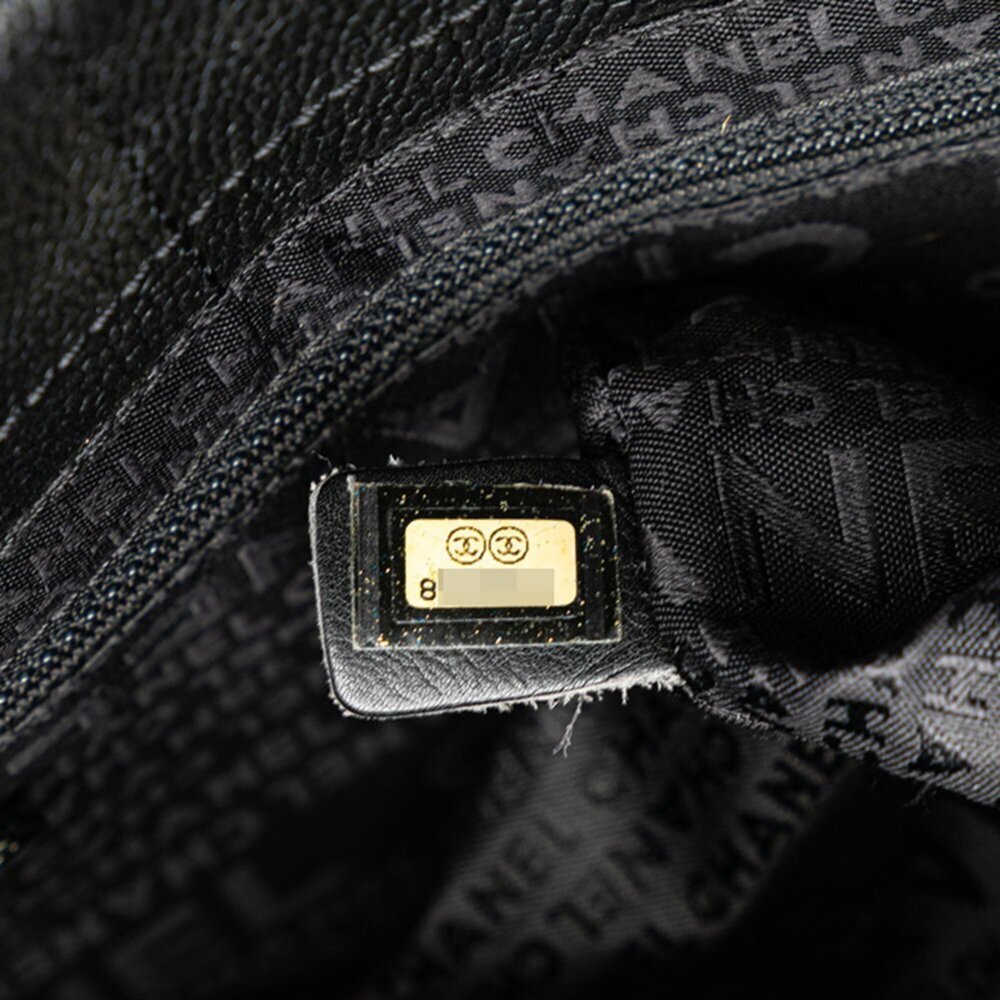 CHANEL Black Caviar Leather Logo Tote Bag - Picture 9 of 10